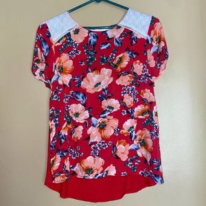 Girl's Wild Honey Red Floral Top size L